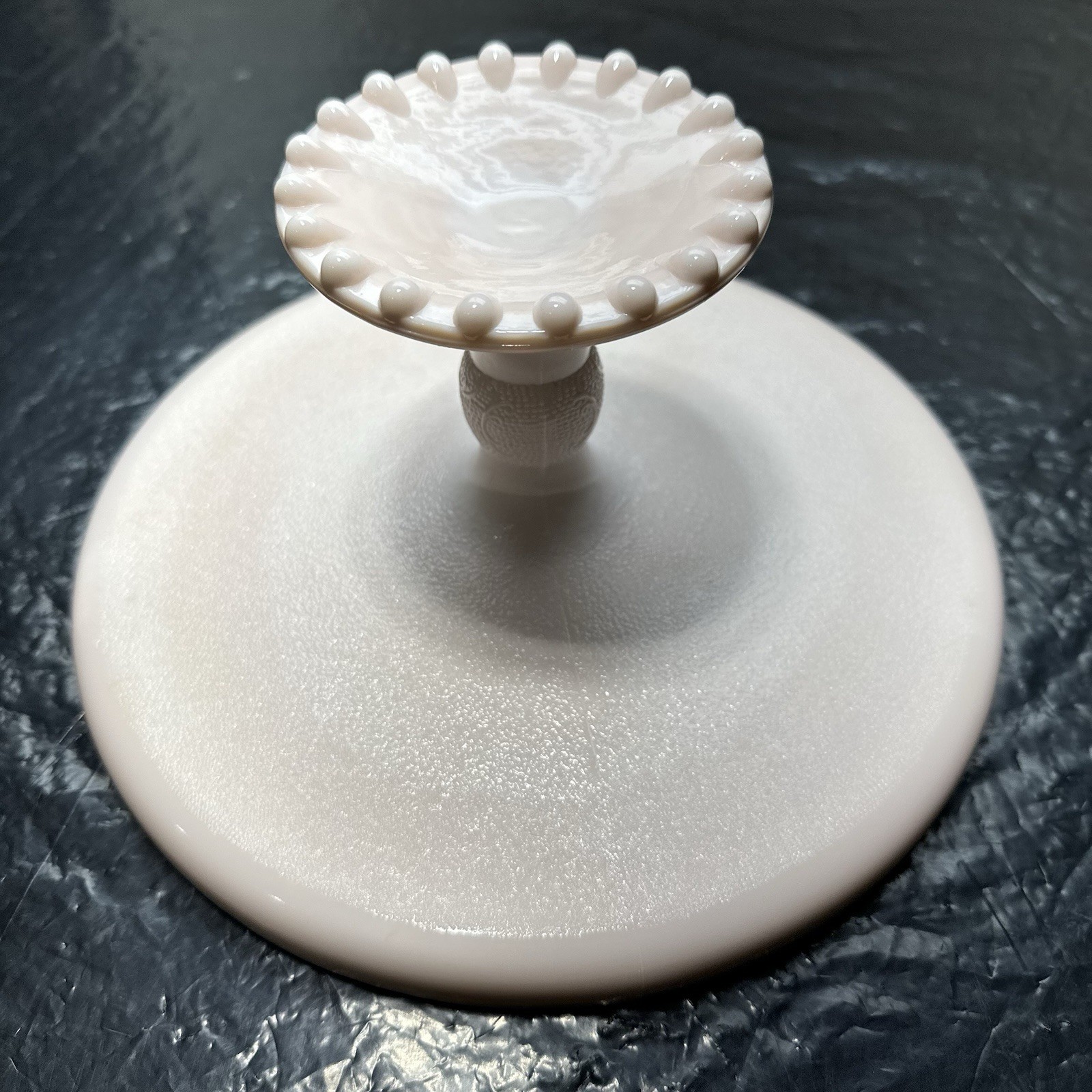 Jeannette Shell-Pink Milk Glass Cake Stand — photo 4