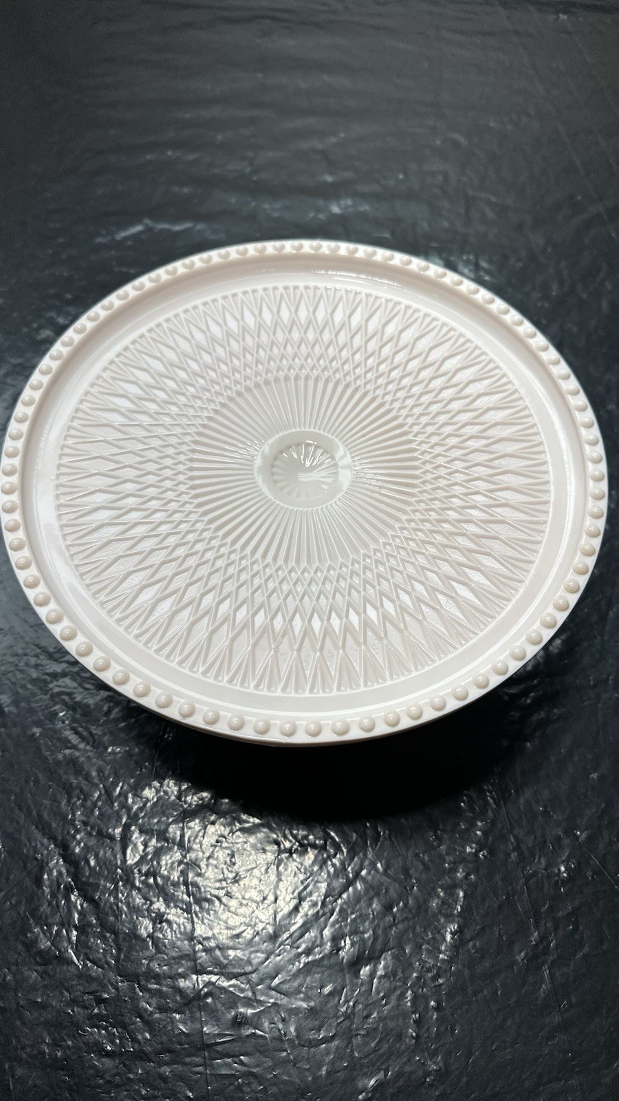 Jeannette Shell-Pink Milk Glass Cake Stand — photo 3