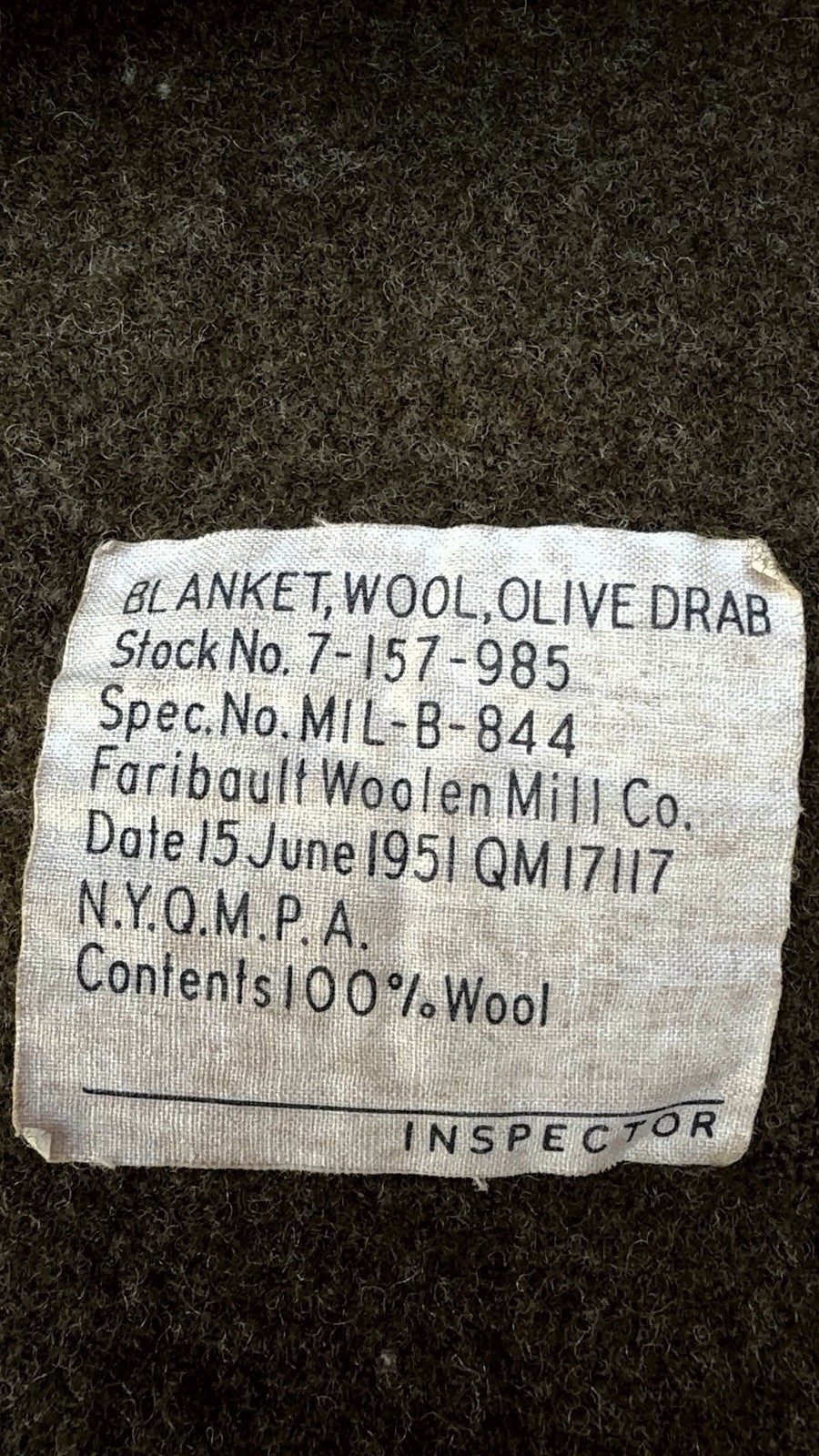 Faribault U.S. Army Medical Wool Blanket, 1951 — photo 6