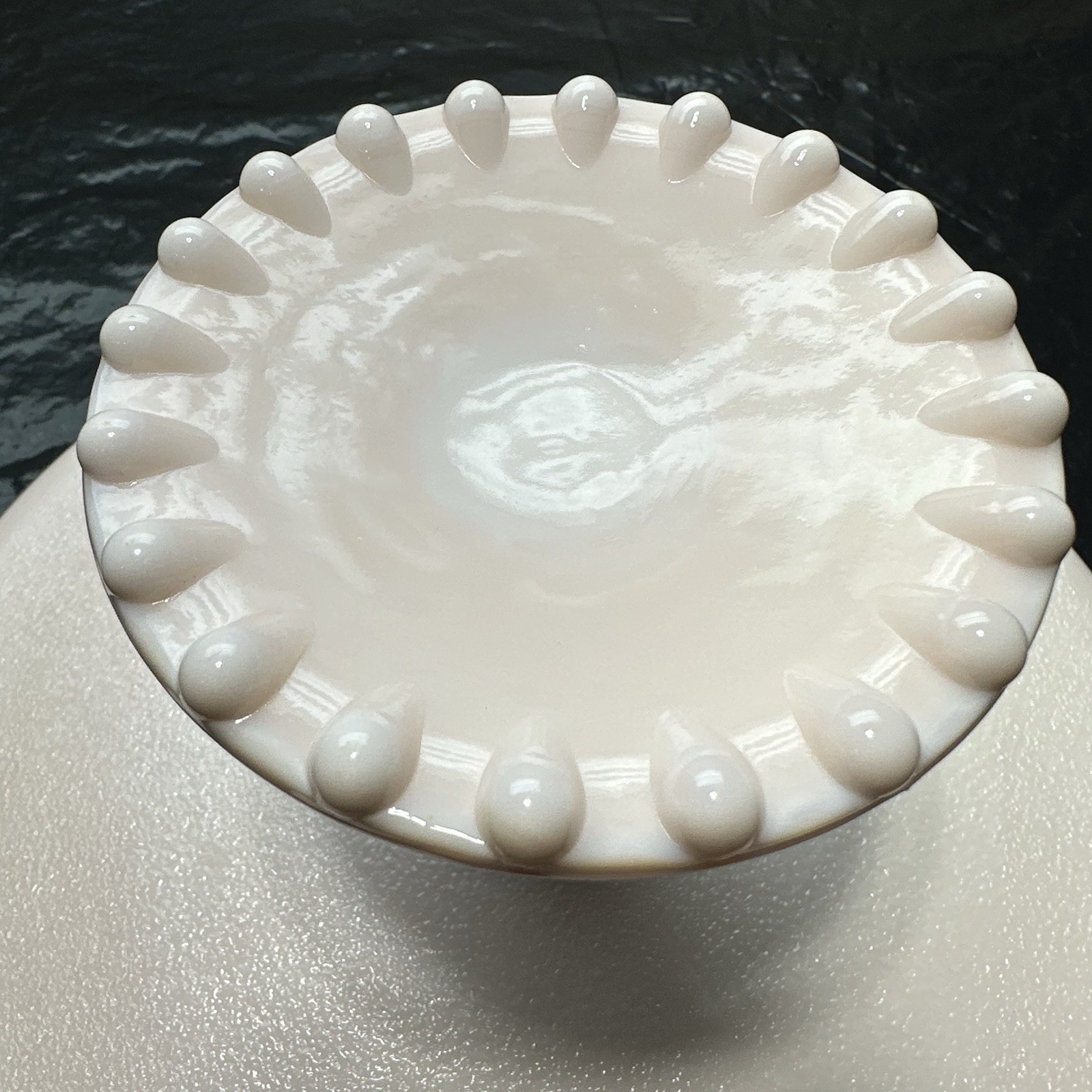 Jeannette Shell-Pink Milk Glass Cake Stand — photo 6