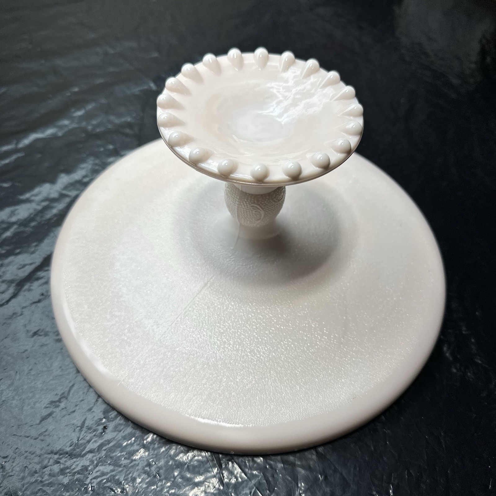 Jeannette Shell-Pink Milk Glass Cake Stand — photo 2