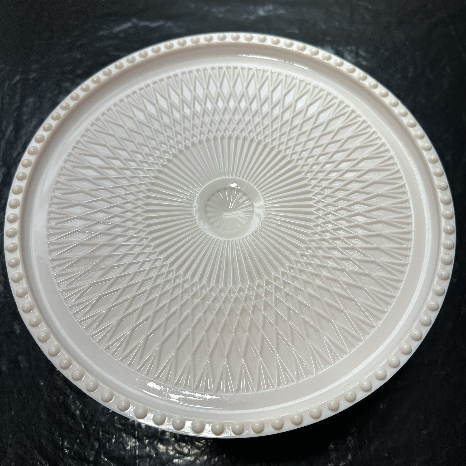 Jeannette Shell-Pink Milk Glass Cake Stand — photo 5