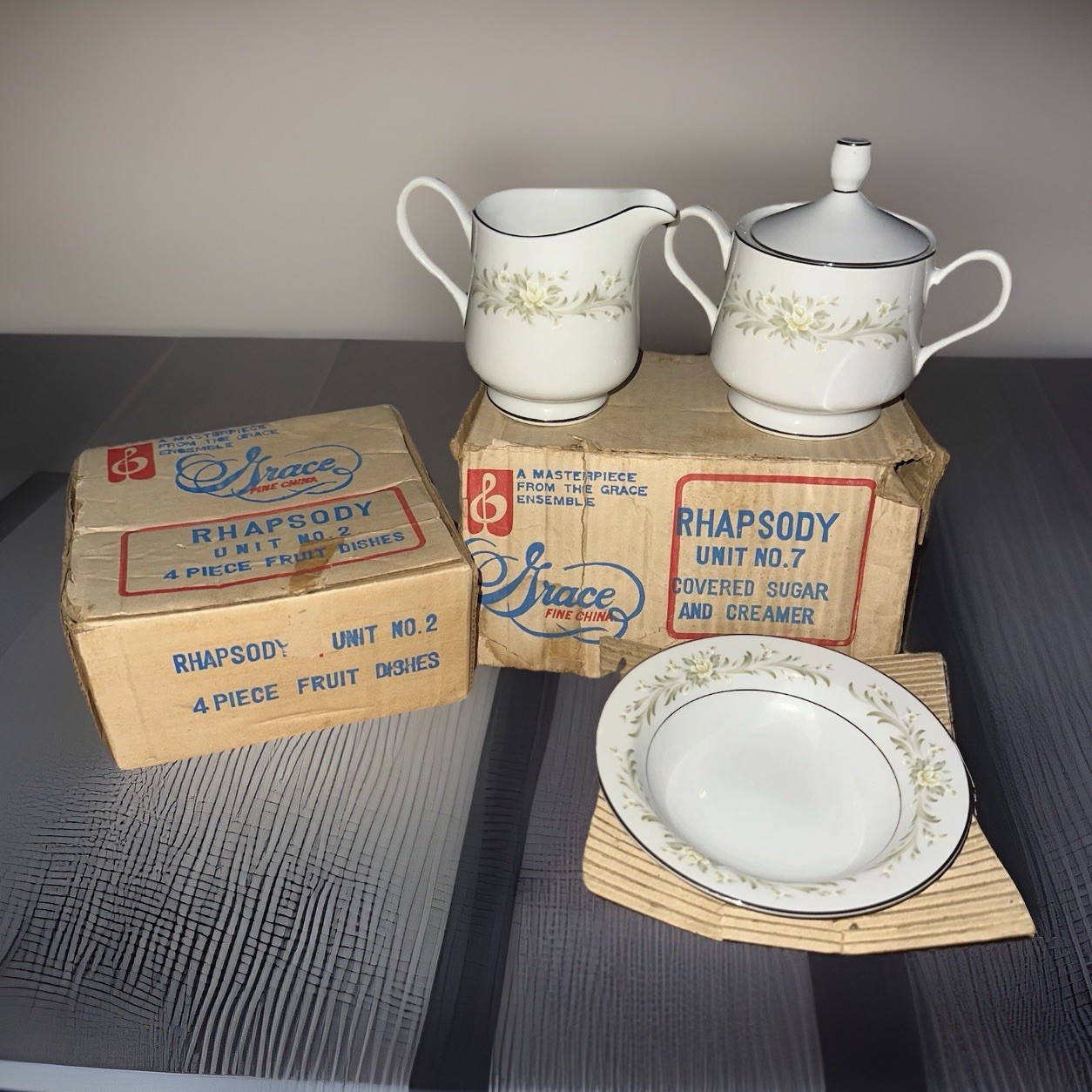 Grace Fine China ‘Rhapsody’ · Mint in Box — Glass & Ceramic — Lott's & Found