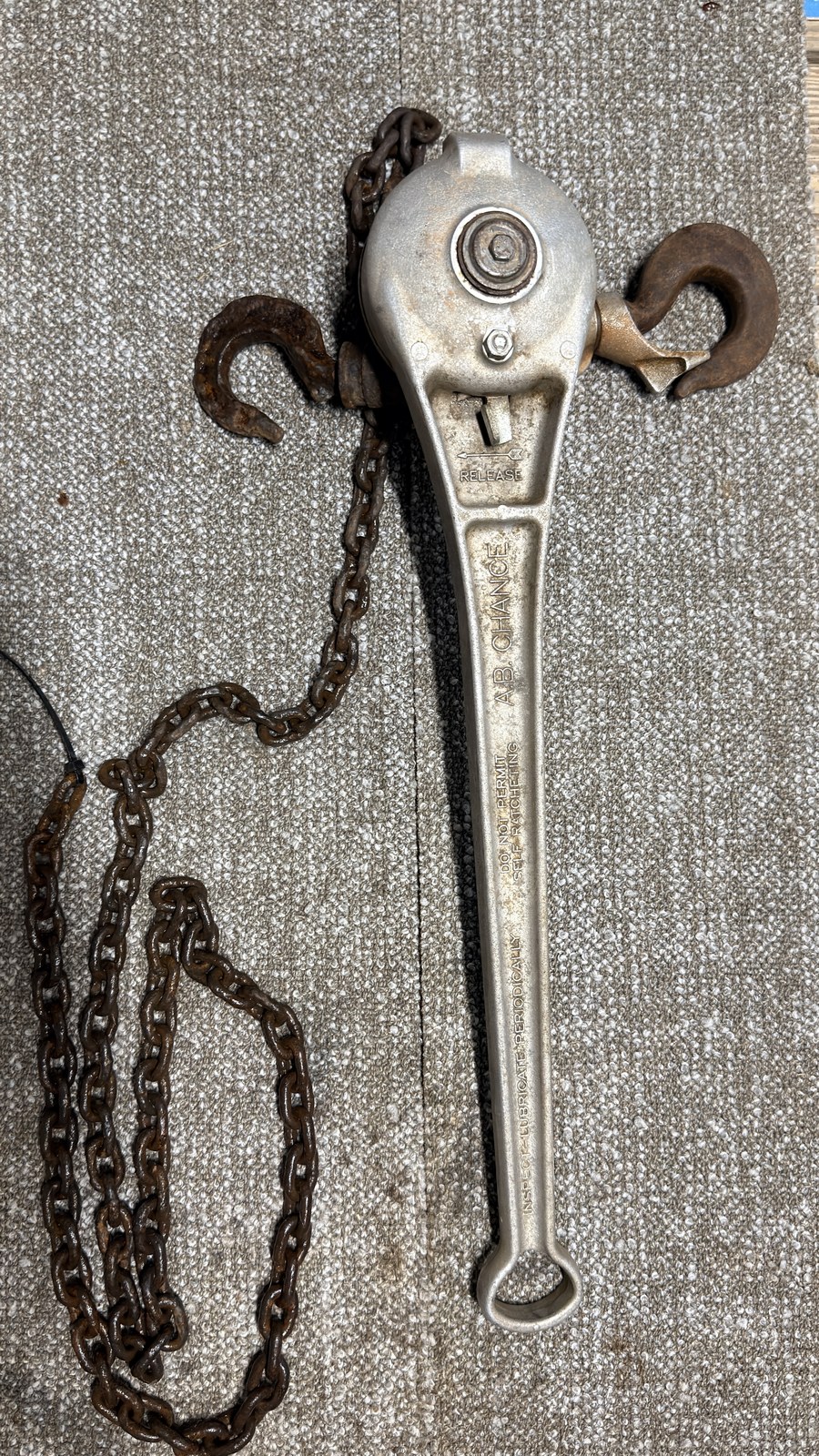 A.B. Chance aluminum 1-ton lever chain hoist photo 1