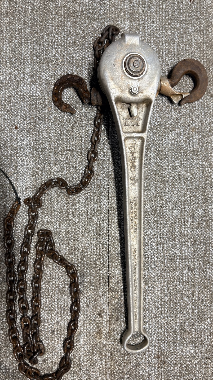 A.B. Chance aluminum 1-ton lever chain hoist photo 3