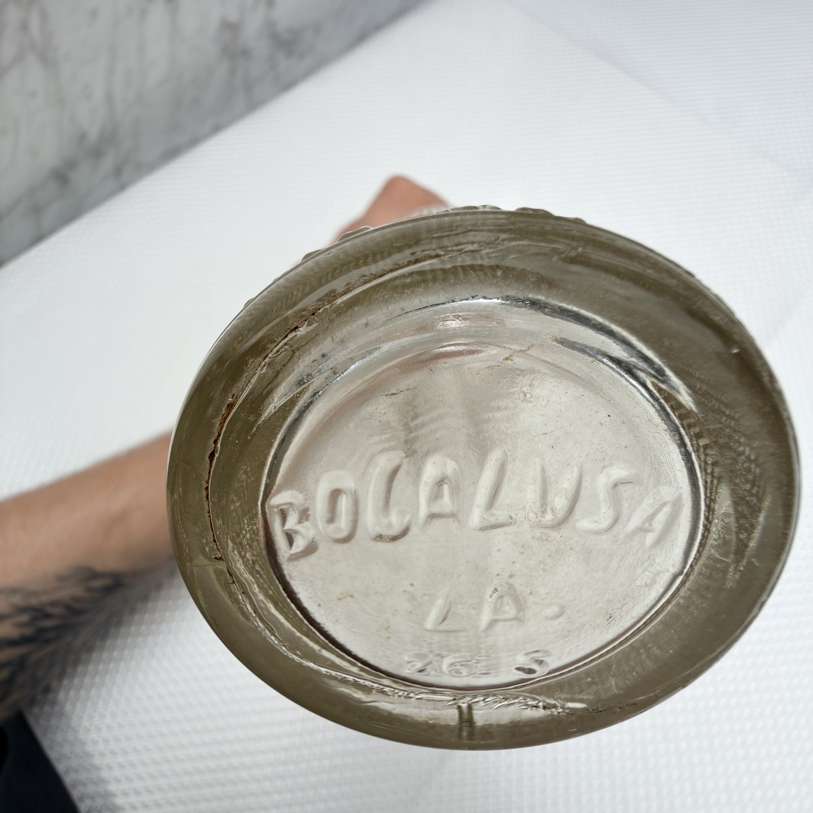 Base of the bottle embossed BOGALUSA LA. with mold code 26 S