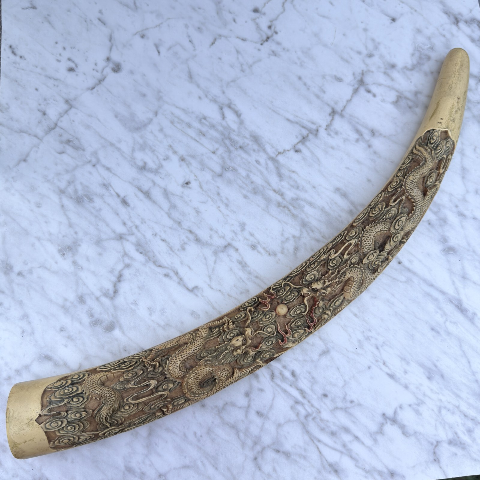 Faux Carved Dragon Tusk Decorative Sculpture photo 2