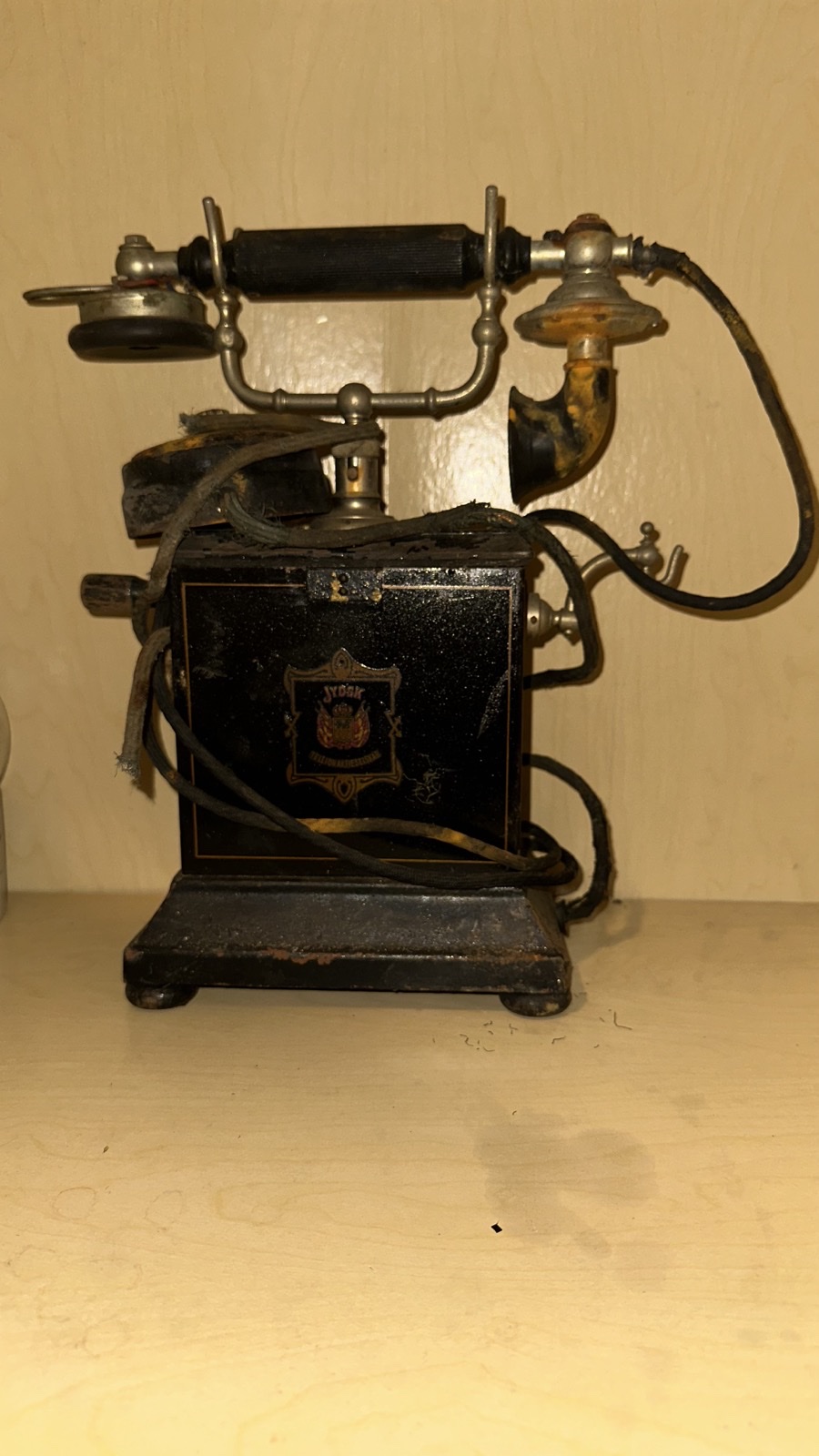 Antique Danish JYDSK telephone handset and cradle