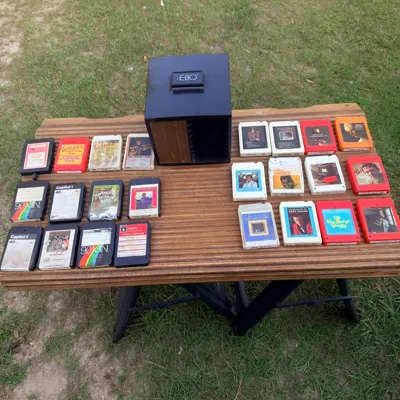 Vintage 8-Track Tape Collection with LEBO Rack · $120 — view 1