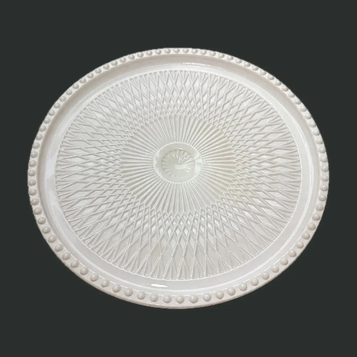 Jeannette Shell-Pink Milk Glass Cake Stand