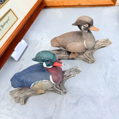 Facebook listing view 2 of Pair of Duck Figurines on Driftwood-Style Bases