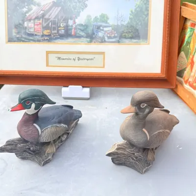 Facebook listing view 9 of Pair of Duck Figurines on Driftwood-Style Bases