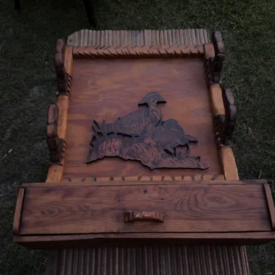 Handcrafted Wooden Duck Gun Rack with Drawer — view 2