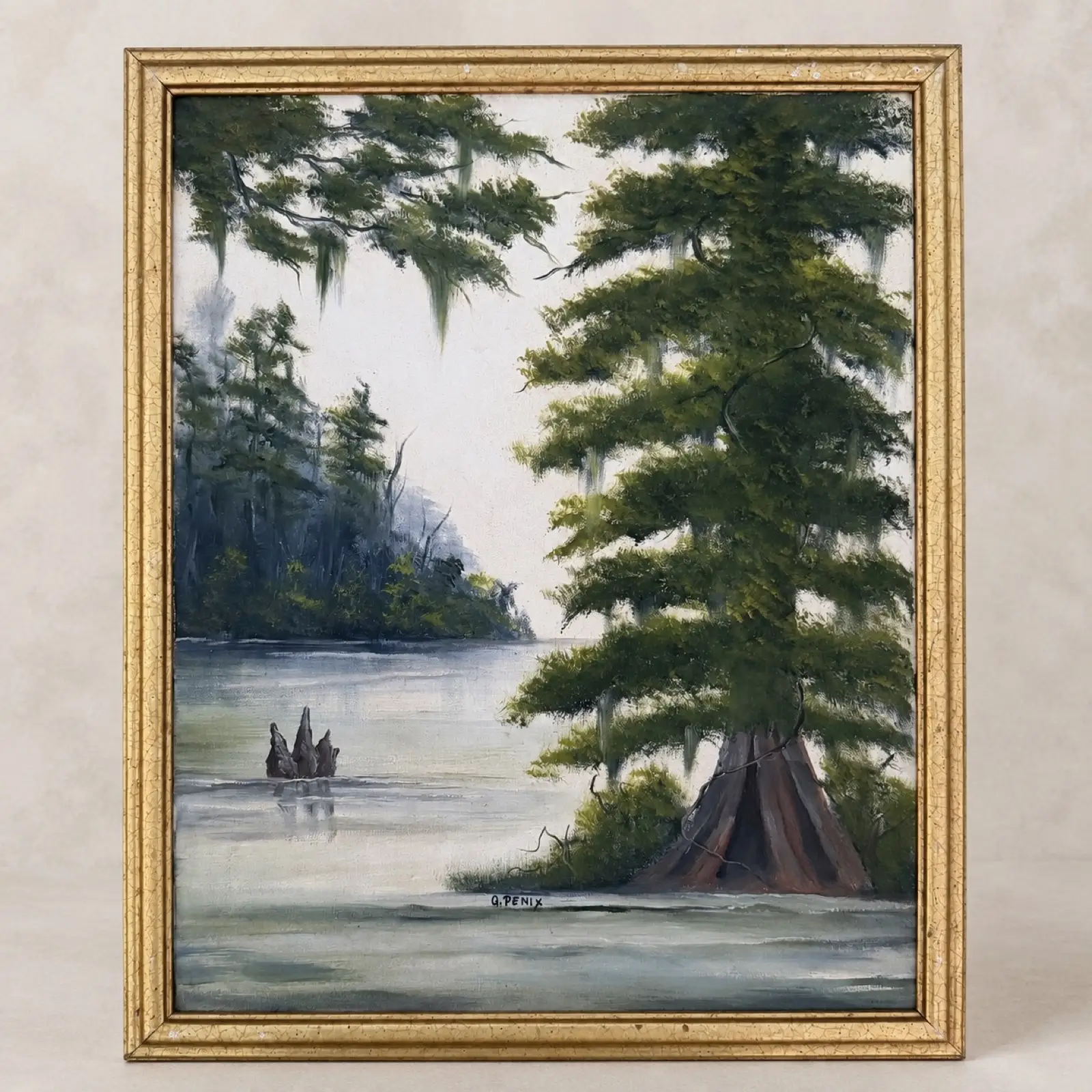 Cypress Swamp Oil Painting — Signed G. Penix