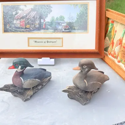 Facebook listing view 8 of Pair of Duck Figurines on Driftwood-Style Bases