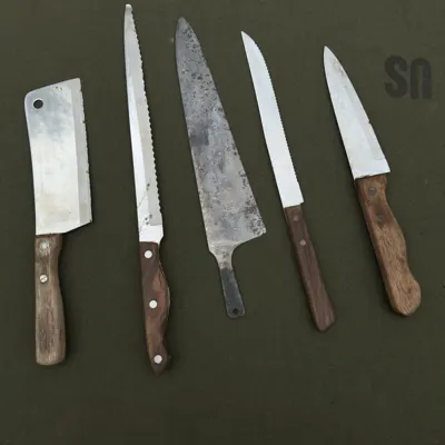 Vintage Kitchen Knife Lot with Wood Handles — product photograph 8