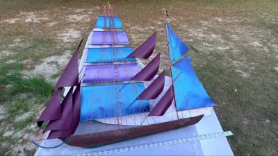 Facebook listing view 2 of Handmade Metal Sailing Ship Sculpture