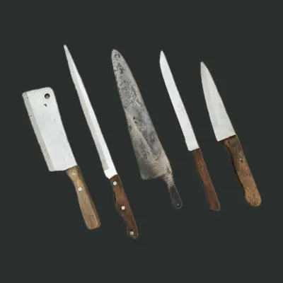 Vintage Kitchen Knife Lot with Wood Handles