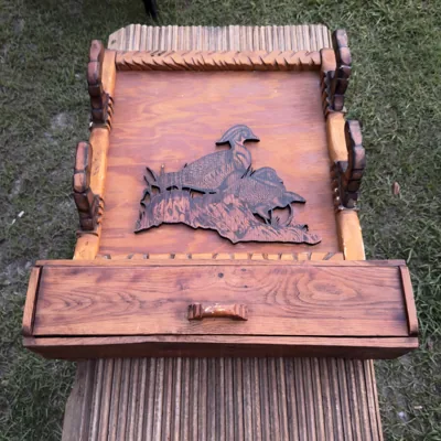 Handcrafted Wooden Duck Gun Rack with Drawer