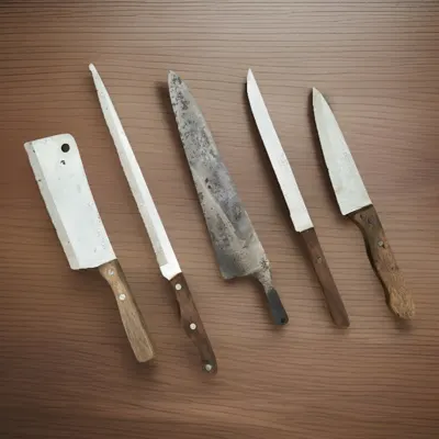 Vintage Kitchen Knife Lot with Wood Handles — product photograph 3