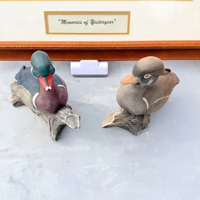 Facebook listing view 6 of Pair of Duck Figurines on Driftwood-Style Bases