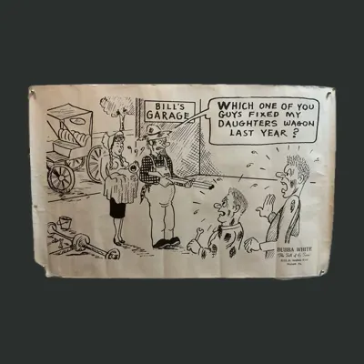 Vintage Bubba White “Bill’s Garage” Cartoon Sheet