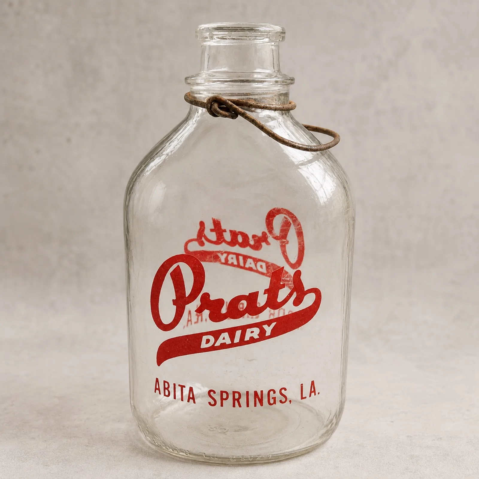 Prats Dairy Abita Springs gallon glass milk jug view 1