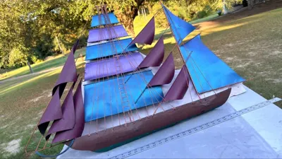 Facebook listing view 3 of Handmade Metal Sailing Ship Sculpture