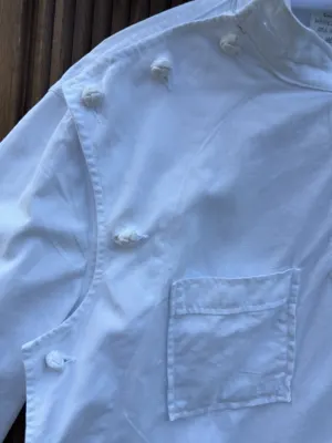 1960s White Cotton Drill Frog-Knot Side-Closure Smock, Medium — product photograph 6