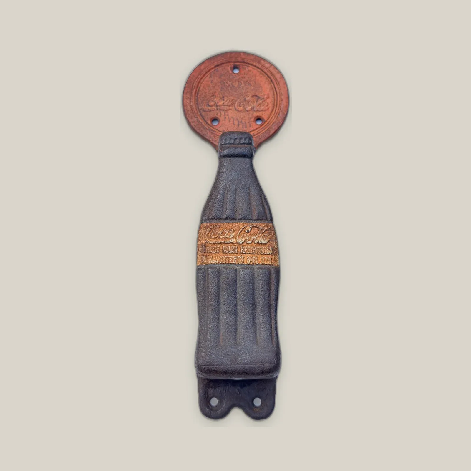 Vintage Coca-Cola cast-metal door push view 1
