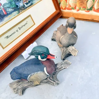Facebook listing view 7 of Pair of Duck Figurines on Driftwood-Style Bases