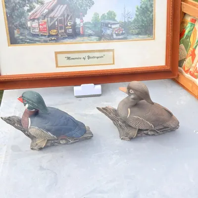 Facebook listing view 10 of Pair of Duck Figurines on Driftwood-Style Bases