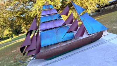 Facebook listing view 4 of Handmade Metal Sailing Ship Sculpture