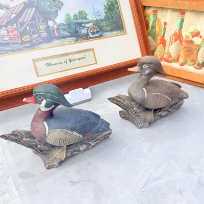 Facebook listing view 5 of Pair of Duck Figurines on Driftwood-Style Bases