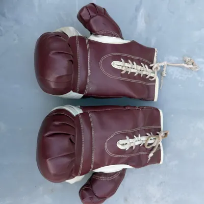 Vintage Burgundy and Cream Lace-Up Boxing Gloves · $30 OBO — view 5