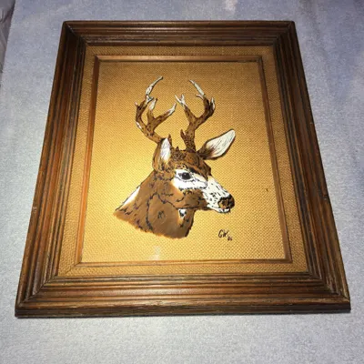 Reverse glass deer painting detail 6