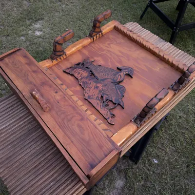 Handcrafted Wooden Duck Gun Rack with Drawer — view 3