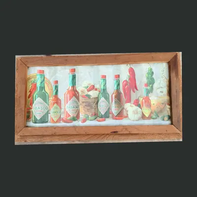 Framed Tabasco Corrugated Tin Panel