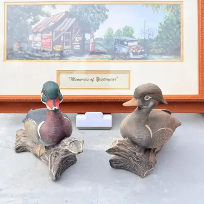 Facebook listing view 4 of Pair of Duck Figurines on Driftwood-Style Bases
