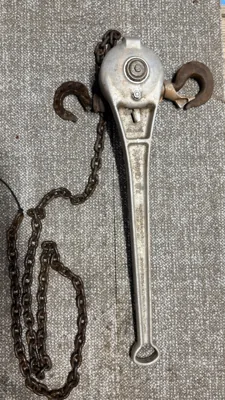 A.B. Chance Aluminum Lever Chain Hoist, Marked 1 Ton