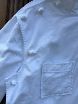 1960s White Cotton Drill Frog-Knot Side-Closure Smock, Medium — product photograph 5