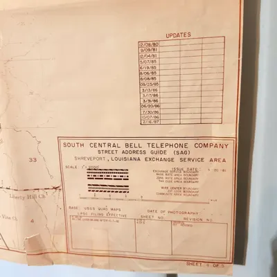 1981 South Central Bell map, Shreveport exchange, about 4x4 ft — view 5