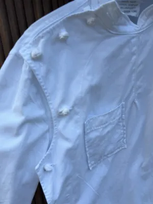 1960s White Cotton Drill Frog-Knot Side-Closure Smock, Medium — product photograph 4