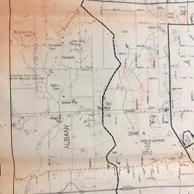 1981 South Central Bell map, Hammond exchange, about 2 ft 10 in x 5 ft — view 5