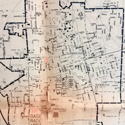 1981 South Central Bell map, Hammond exchange, about 2 ft 10 in x 5 ft — view 8