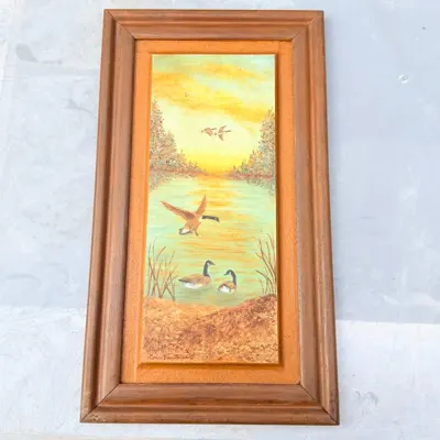 Canada Geese at Sunset, Lois VanRiper Oil Painting