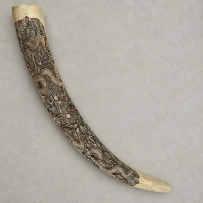 Faux Carved Dragon Tusk Sculpture