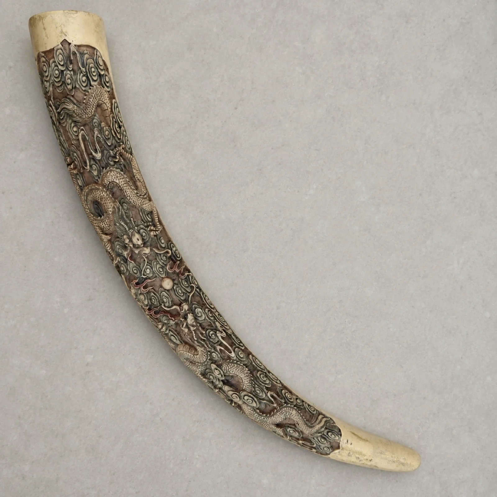 Faux Carved Dragon Tusk Sculpture