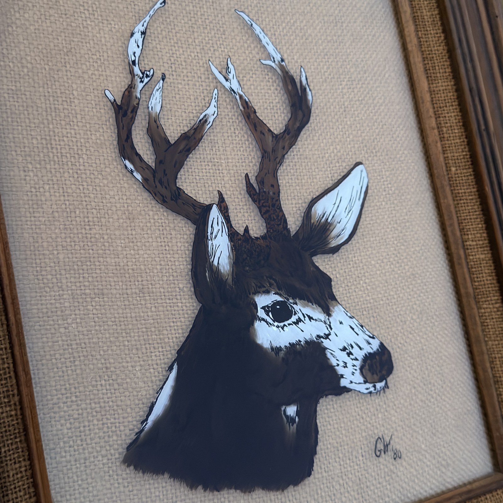 Reverse glass deer painting detail 3