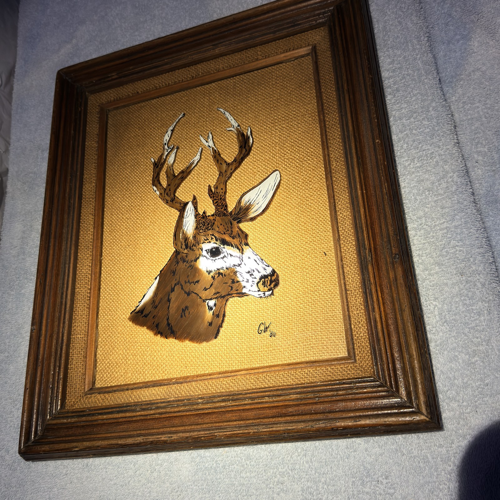 Reverse glass deer painting detail 7